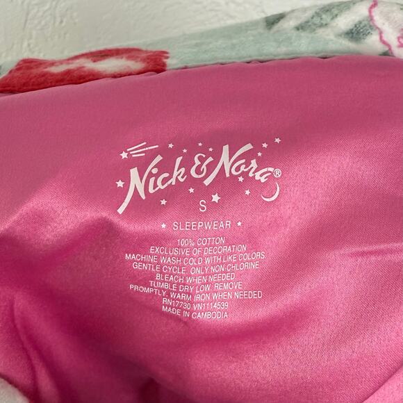 Nick & Nora Macaron Cotton Flannel Pajama Set Size Small - Picture 4 of 7